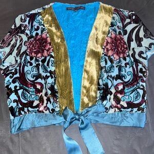 Floral Velvet Kimono Cardigan